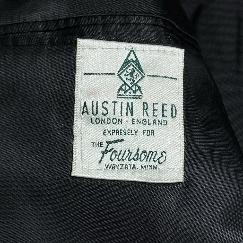 Vintage Austin Reed Blazer Mens 46L Gold Button Double Breasted Black‎ Wool
